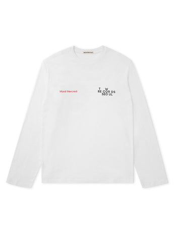 UNISEX TSHIRT LONG SLEEVE MARDI MERCREDI | TW RECORDS_WHITE