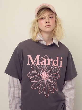 UNISEX TSHIRT FLOWERMARDI_CHARCOAL PINK