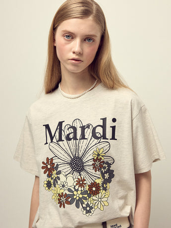 TSHIRT FLOWERMARDI JARDIN_OATMEAL BLACK