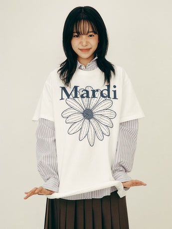 UNISEX TSHIRT FLOWERMARDI_IVORY NAVY