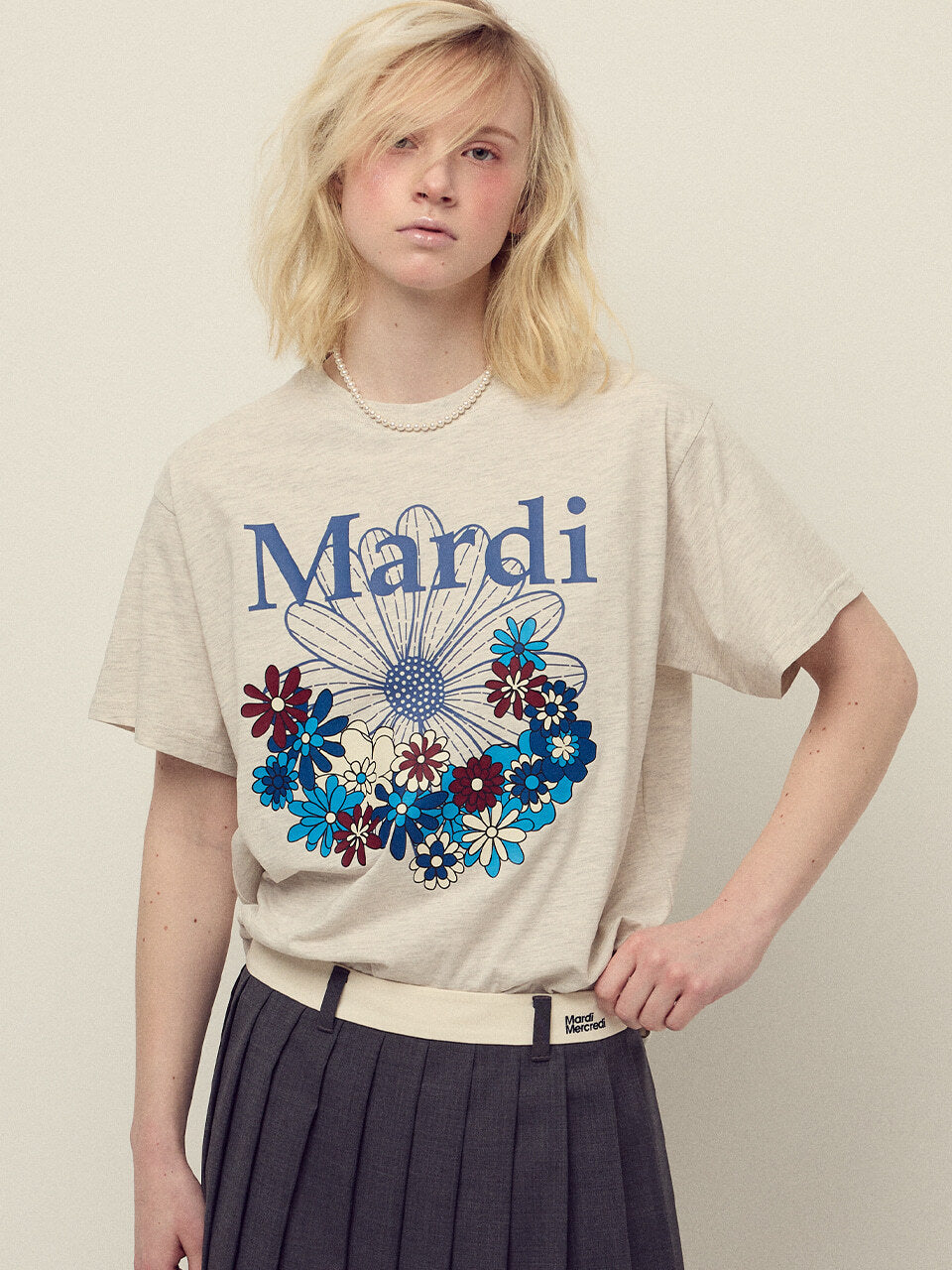 TSHIRT FLOWERMARDI JARDIN_OATMEAL BLUE
