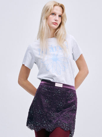 SLIM TSHIRT FLOWERMARDI_HEATHER SKY
