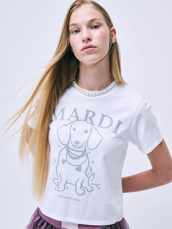SLIM TSHIRT SWING THE TAIL DDANJI PEARL NECKLACE_WHITE LIGHTGREY