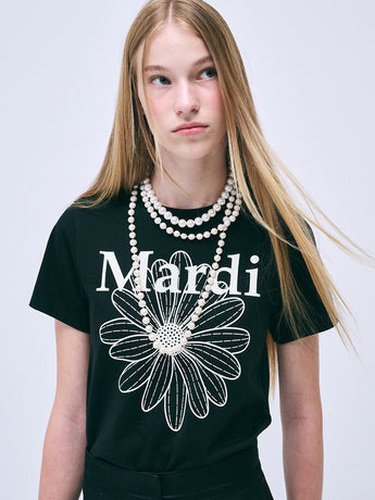 SLIM TSHIRT FLOWERMARDI_BLACK IVORY