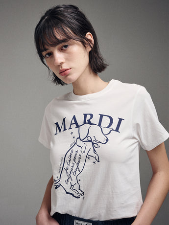 SLIM TSHIRT SWING THE TAIL DDANJI_IVORY NAVY