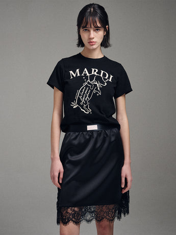 SLIM TSHIRT SWING THE TAIL DDANJI_BLACK CREAM