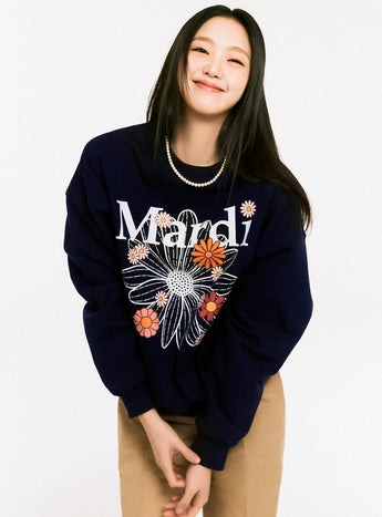 SWEATSHIRT FLOWERMARDI BLOSSOM_NAVY WHITE