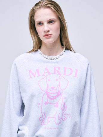 SWEATSHIRT RAGLAN SWING THE TAIL DDANJI PEARL NECKLACE_HEATHER LAVENDER