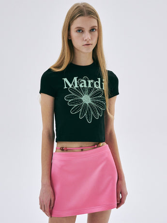 CROPPED TSHIRT FLOWERMARDI_BLACK MINT