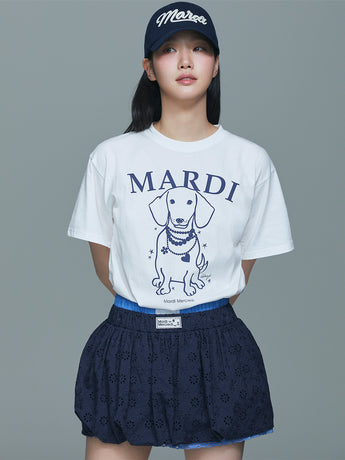 TSHIRT SWING THE TAIL DDANJI PEARL NECKLACE_IVORY NAVY