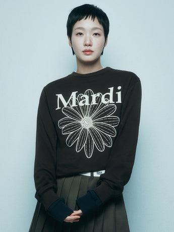 TSHIRT LONG SLEEVE FLOWERMARDI_BROWN CREAM
