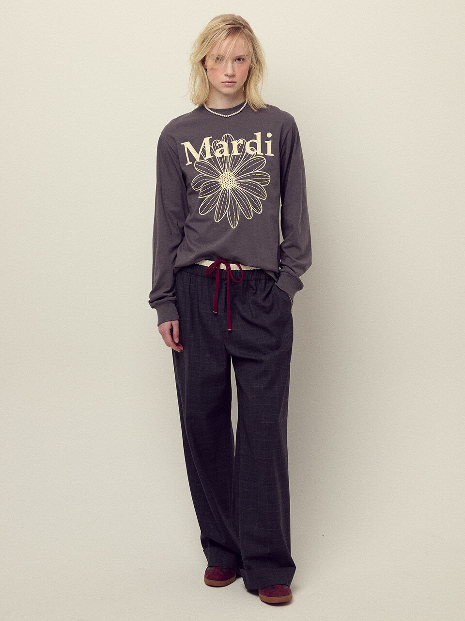 WOOL TURN UP PANTS_CHARCOAL