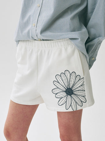 SWEAT SHORTS FLOWER_WHITE NAVY