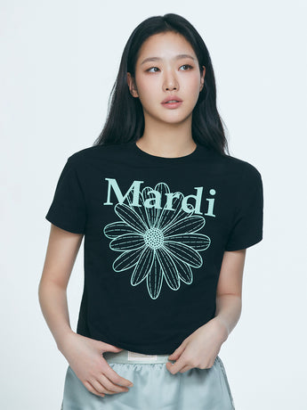 SLIM TSHIRT FLOWERMARDI_BLACK MINT