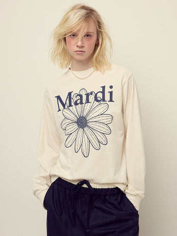 TSHIRT LONG SLEEVE FLOWERMARDI_CREAM NAVY