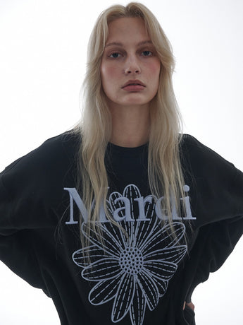 SWEATSHIRT FLOWERMARDI NEEDLEWORK_BLACK SKY