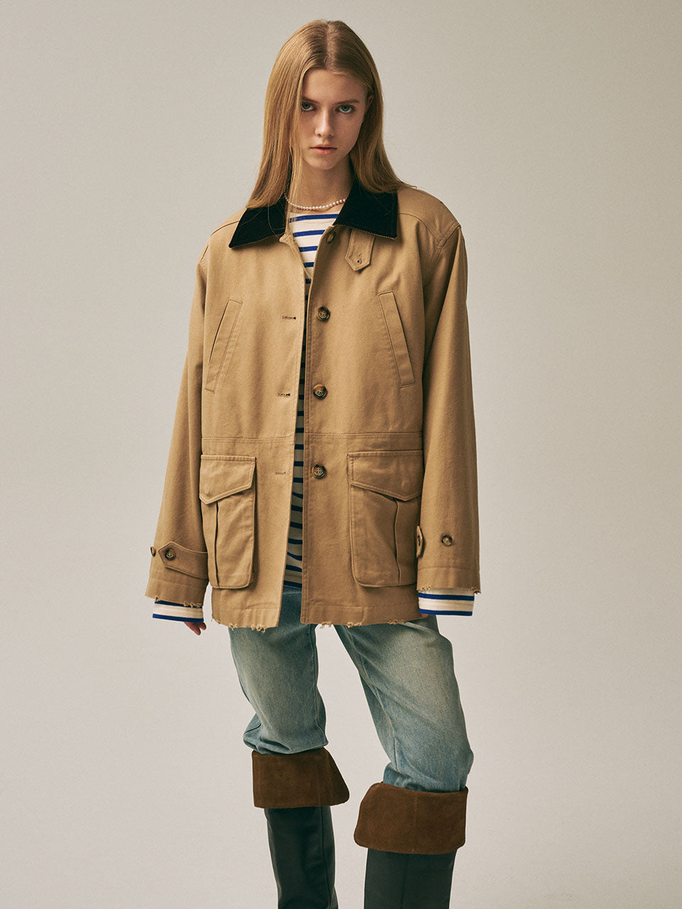 QUILTED WORK JACKET_BEIGE