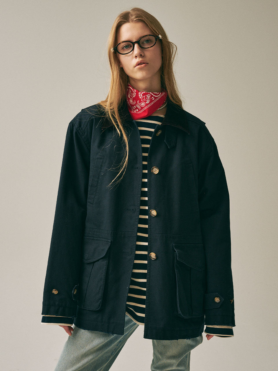 QUILTED WORK JACKET_NAVY