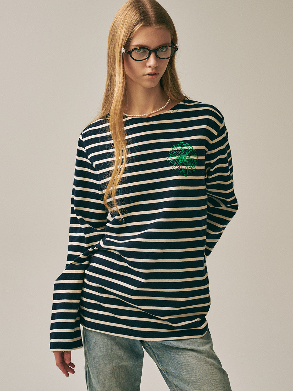 TSHIRT LONG SLEEVE STRIPE_NAVY GREEN