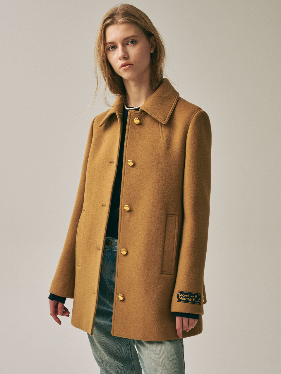 WOOL A LINE JACKET_CAMEL
