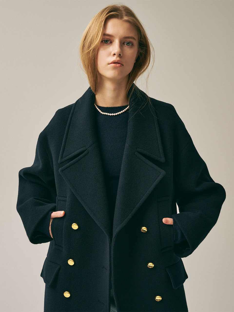WOOL OVERSIZED PEACOAT_NAVY