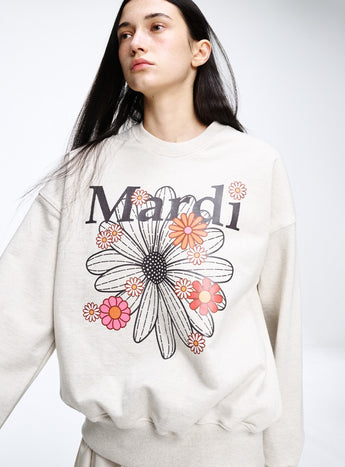 SWEATSHIRT FLOWERMARDI BLOSSOM_OATMEAL BLACK