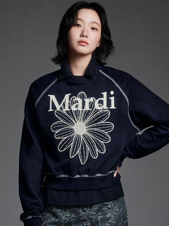 SWEATSHIRT RAGLAN FLOWERMARDI_NAVY IVORY