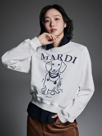 SWEATSHIRT RAGLAN SWING THE TAIL DDANJI PEARL NECKLACE_WHITE NAVY