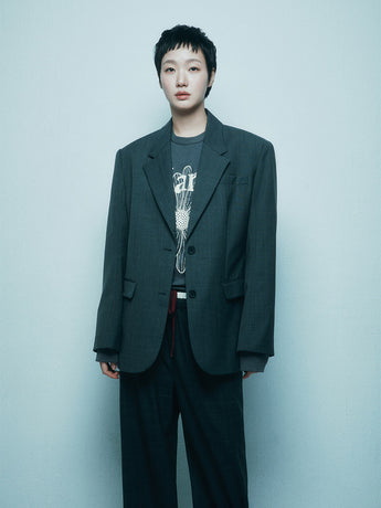 WOOL OVERSIZED SINGLE JACKET_CHARCOAL
