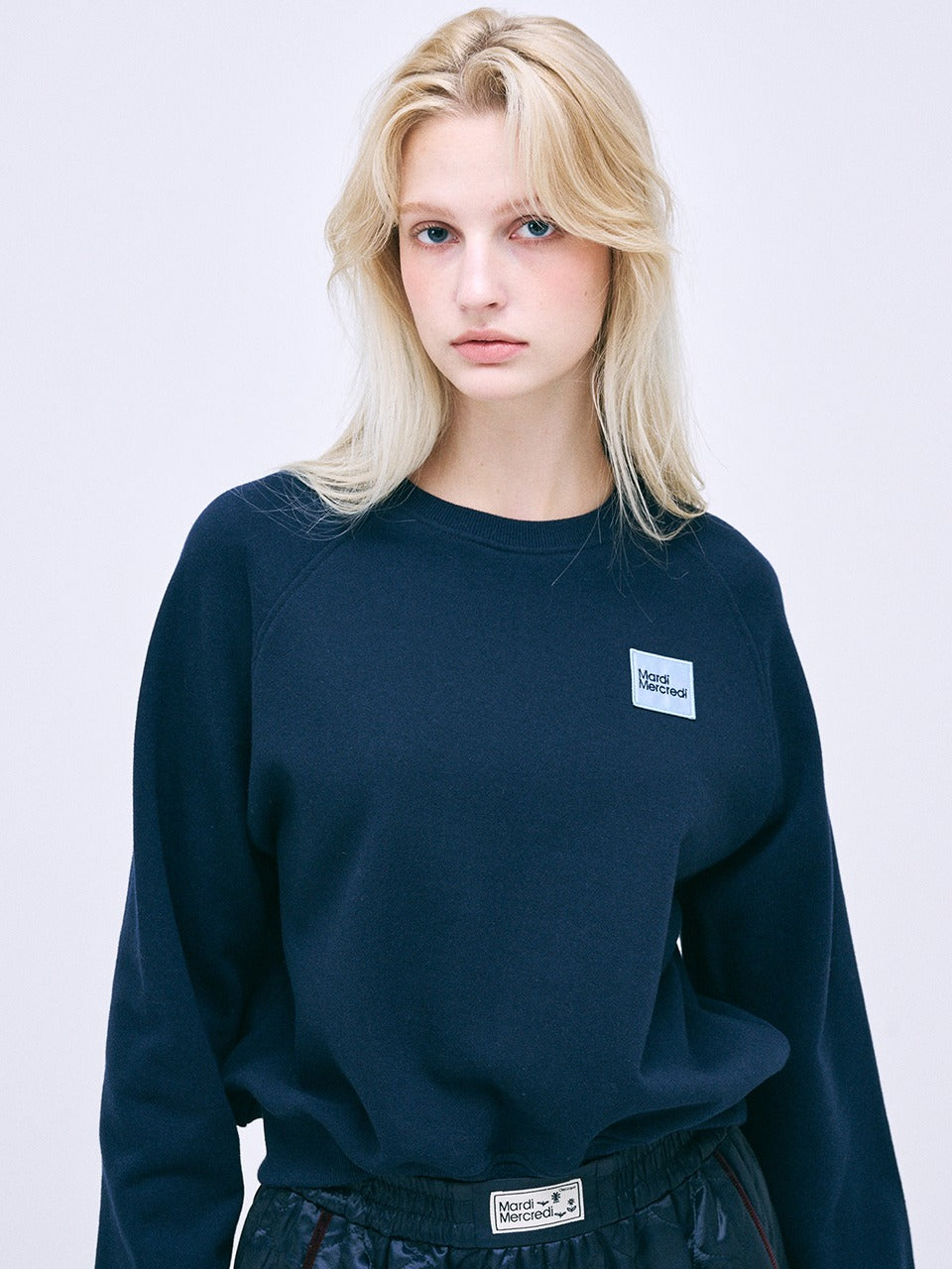 CROPPED SWEATSHIRT SQUARE LOGO_NAVY
