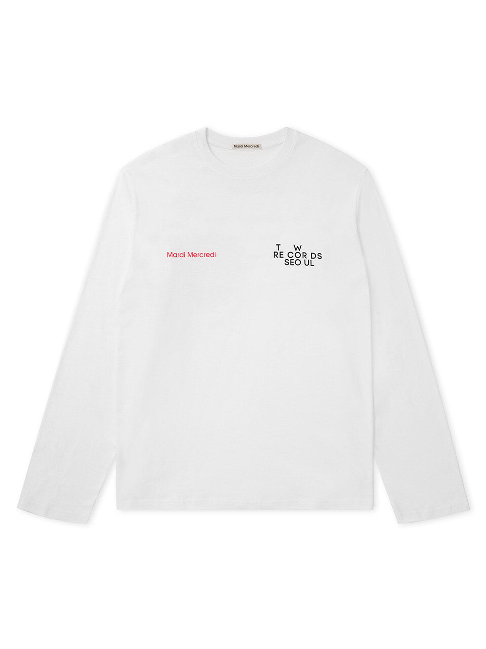 UNISEX TSHIRT LONG SLEEVE MARDI MERCREDI | TW RECORDS_WHITE