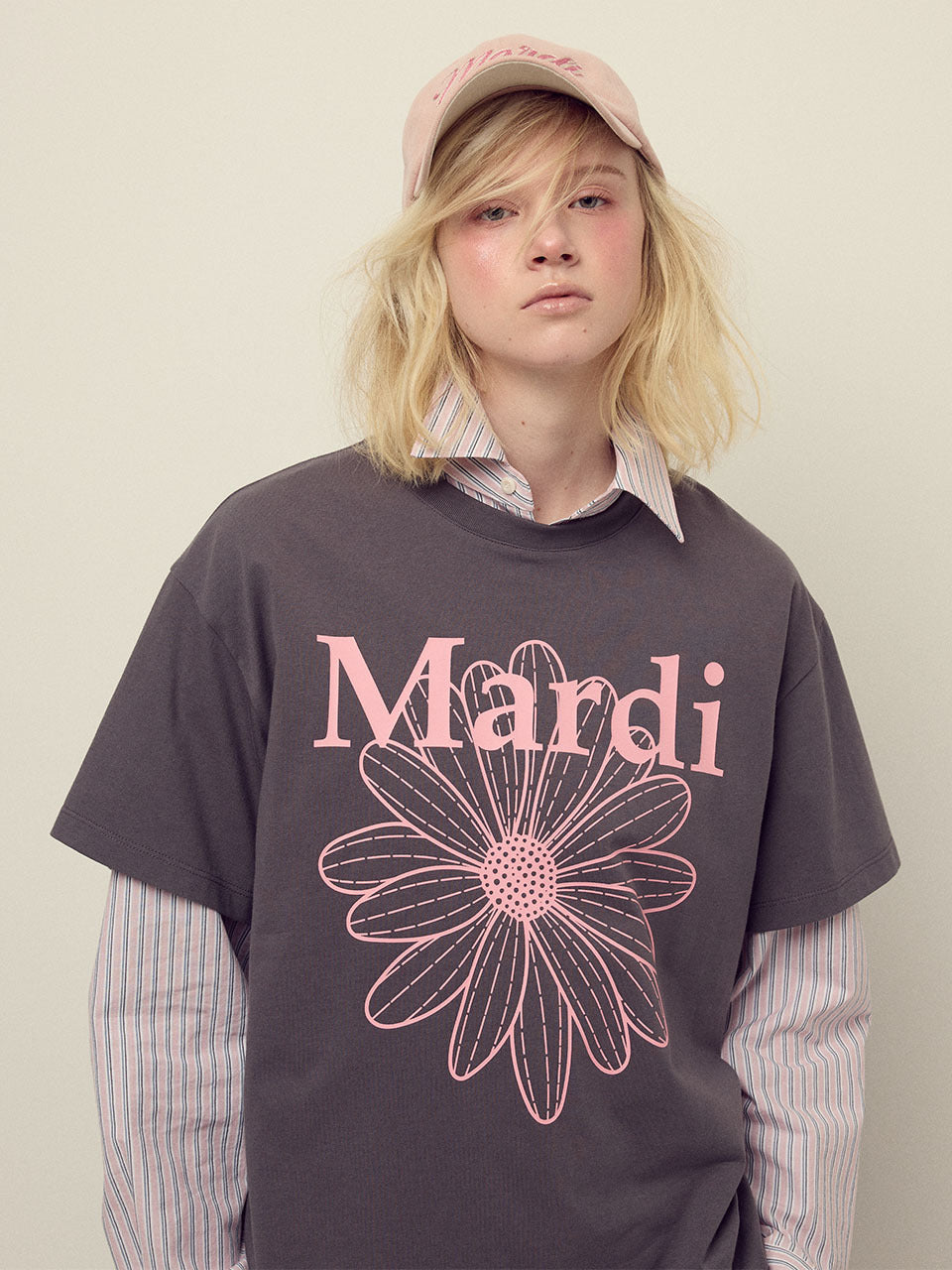 UNISEX TSHIRT FLOWERMARDI_CHARCOAL PINK