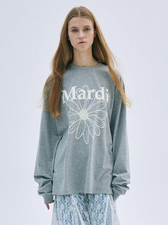 UNISEX TSHIRT LONG SLEEVE FLOWERMARDI_GREY IVORY