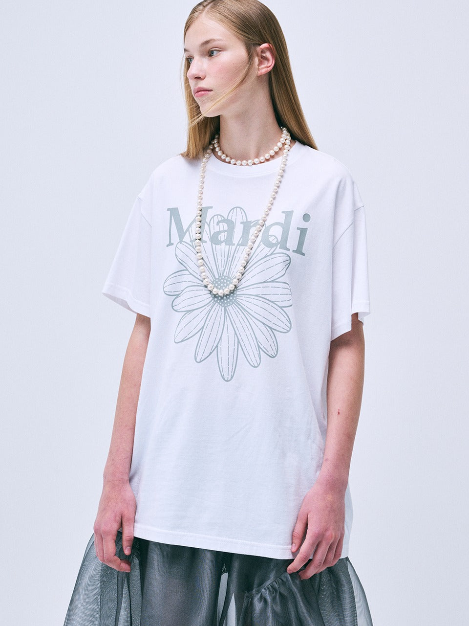 UNISEX TSHIRT FLOWERMARDI_WHITE LIGHTGREY