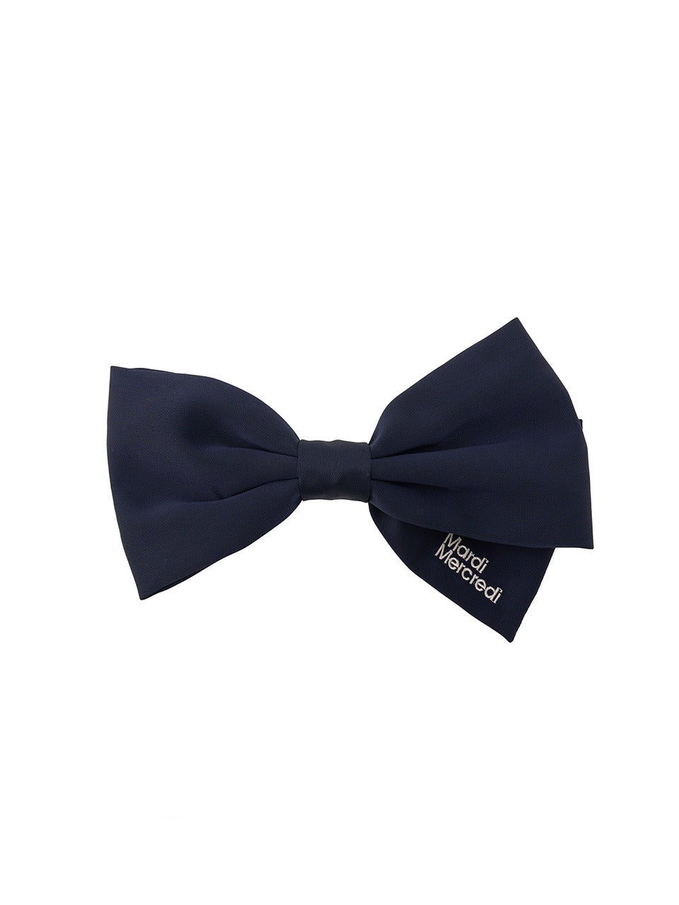 SILK BOW HAIR CLIP_NAVY