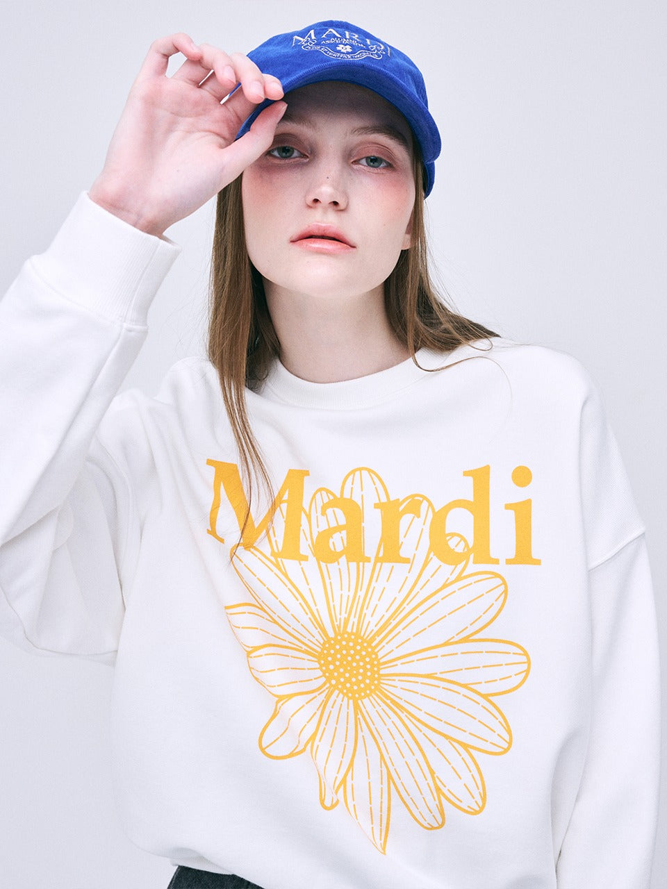 SWEATSHIRT FLOWERMARDI_WHITE TANGERINE