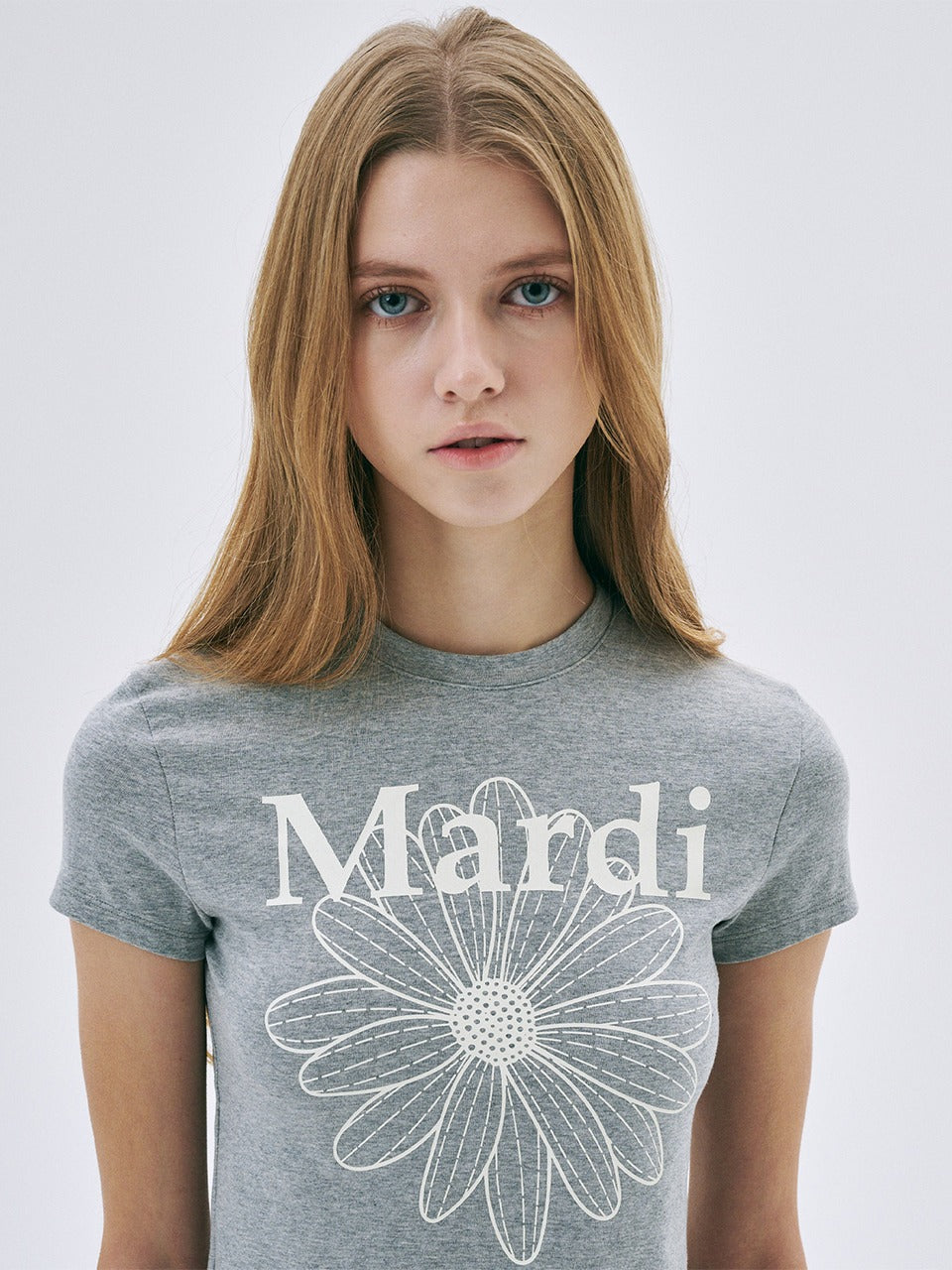 CROPPED TSHIRT FLOWERMARDI_GREY IVORY