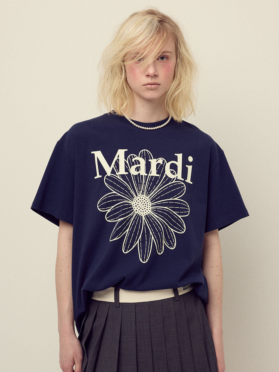 UNISEX TSHIRT FLOWERMARDI_NAVY IVORY