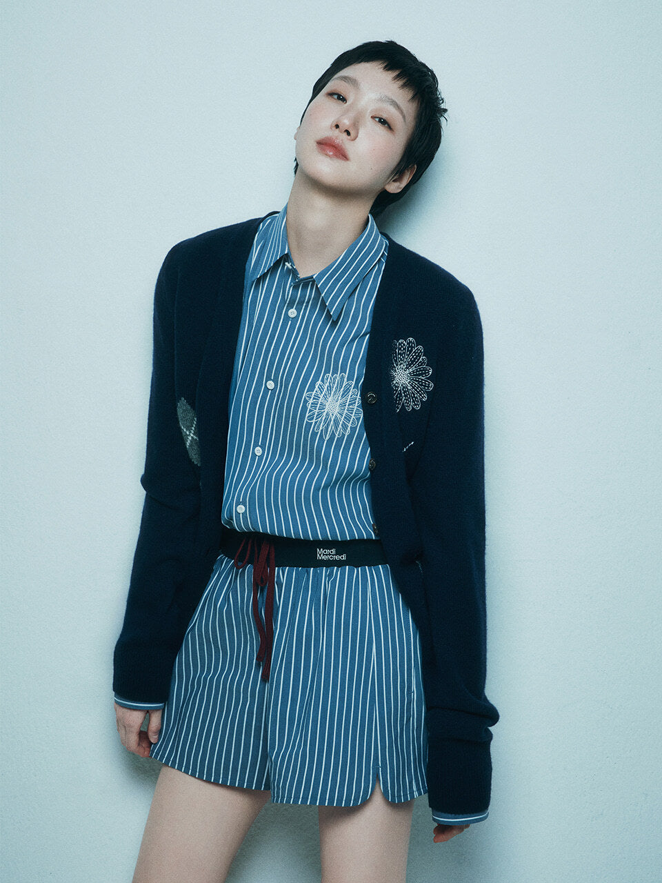 COTTON SHIRT STRIPE_NAVY IVORY