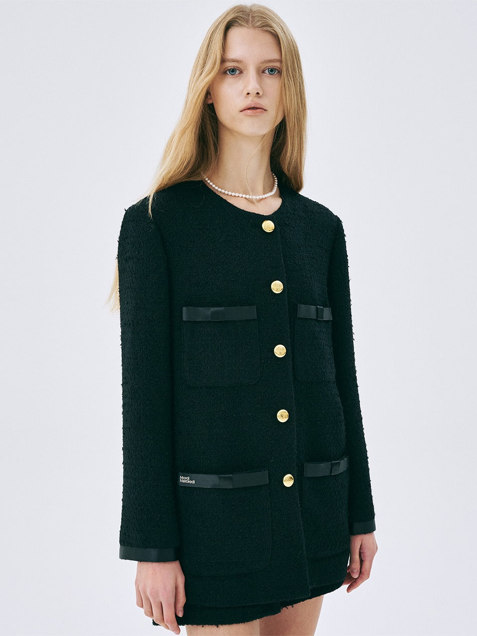 SPRING TWEED OVERSIZED JACKET_BLACK