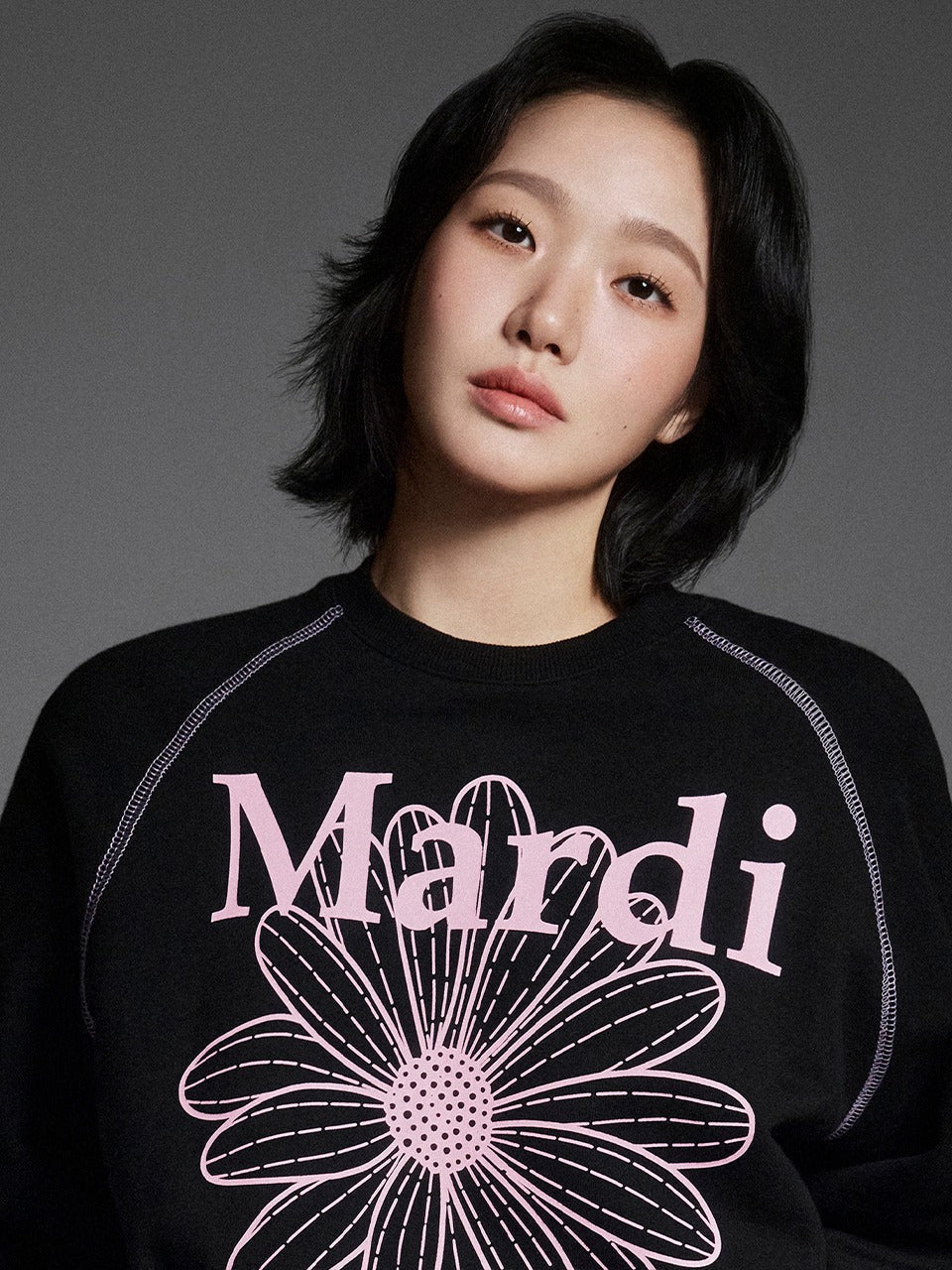 SWEATSHIRT RAGLAN FLOWERMARDI_BLACK PINK