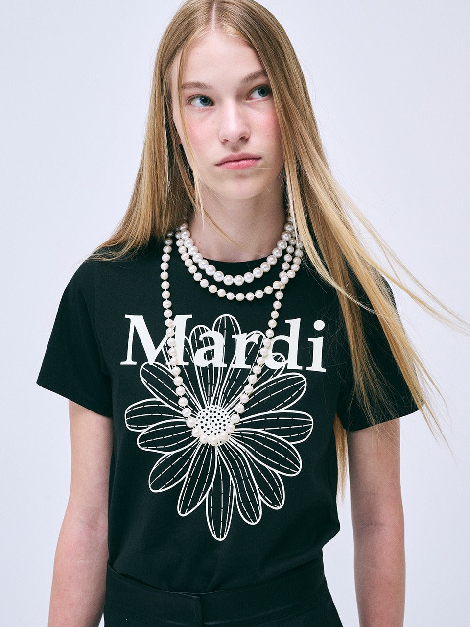 SLIM TSHIRT FLOWERMARDI_BLACK IVORY