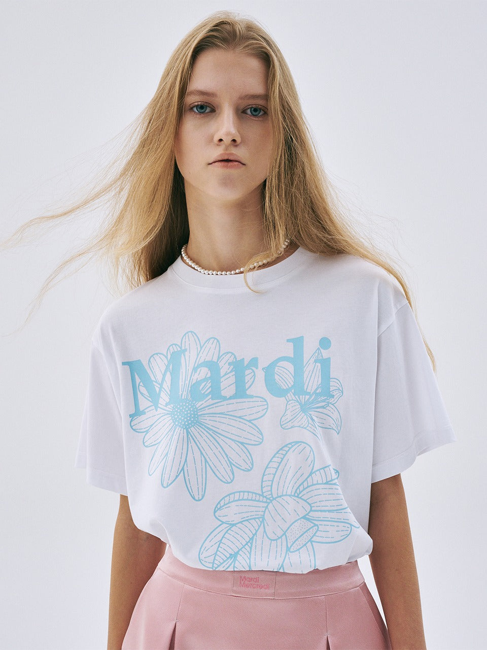 TSHIRT TRIPLE FLOWER_WHITE SKY