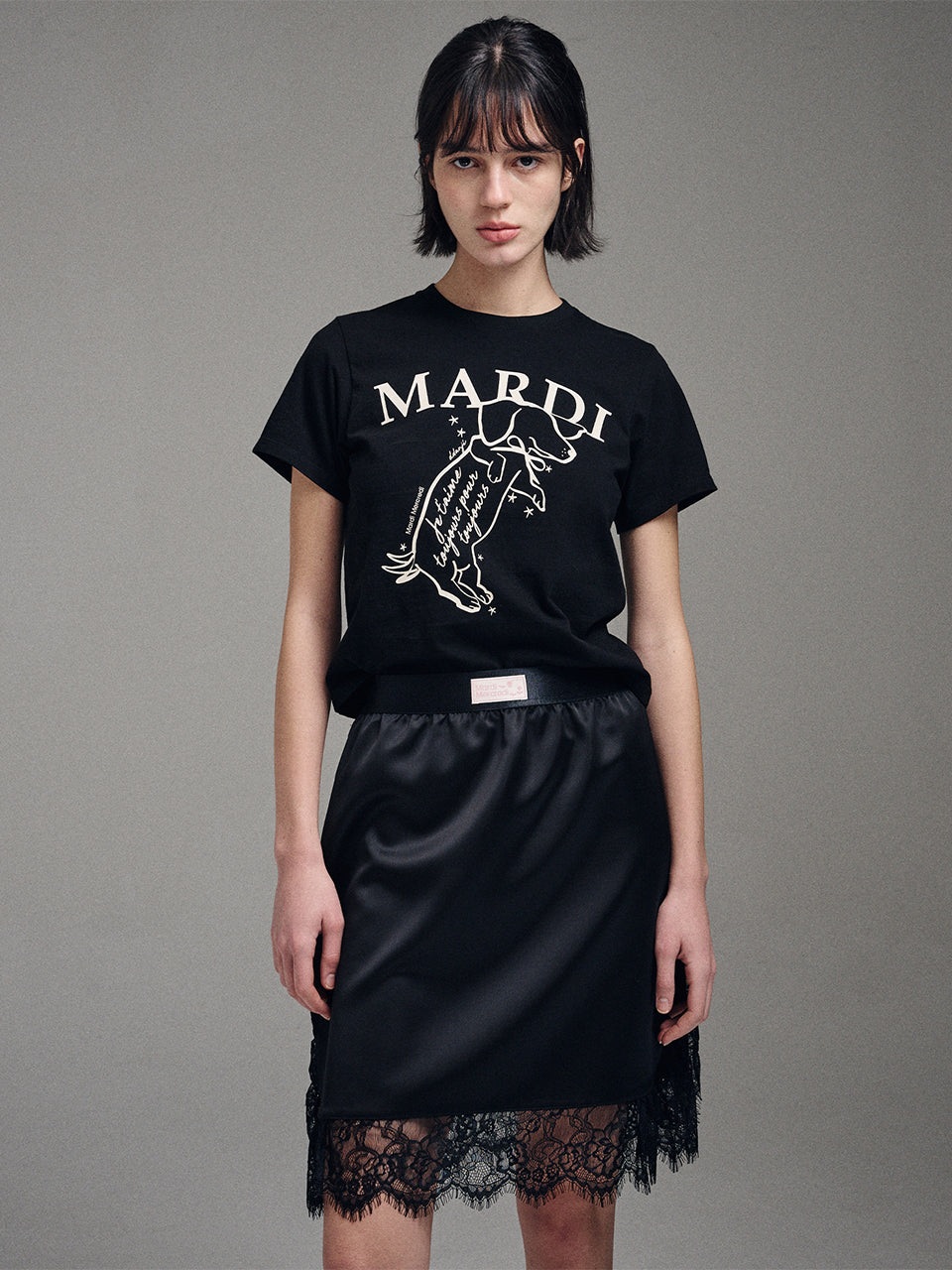 SLIM TSHIRT SWING THE TAIL DDANJI_BLACK CREAM