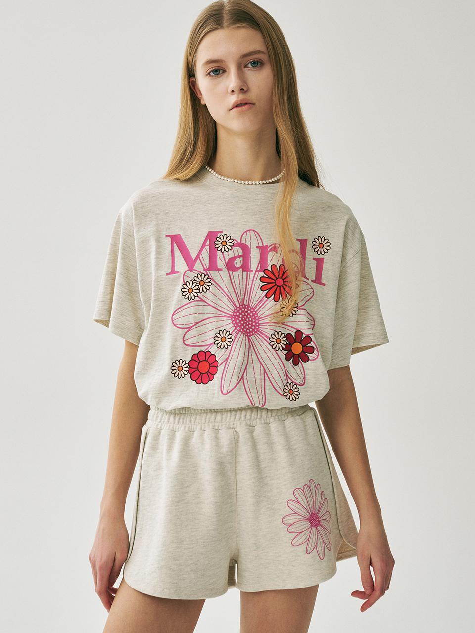 TSHIRT FLOWERMARDI BLOSSOM_OATMEAL PINK