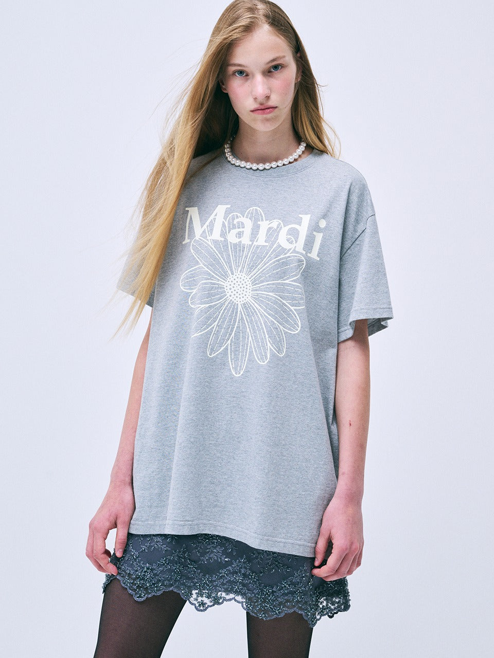 UNISEX TSHIRT FLOWERMARDI_GREY IVORY