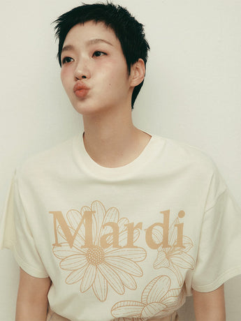 TSHIRT TRIPLE FLOWER_CREAM PEANUT
