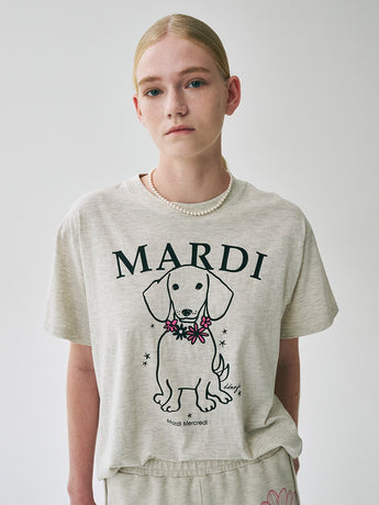 TSHIRT SWING THE TAIL DDANJI FLOWER NECKLACE_OATMEAL PINK