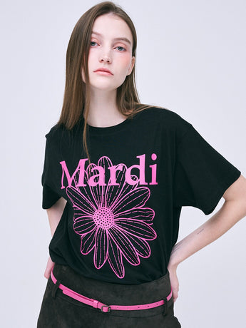 TSHIRT FLOWERMARDI_BLACK FUCHSIA