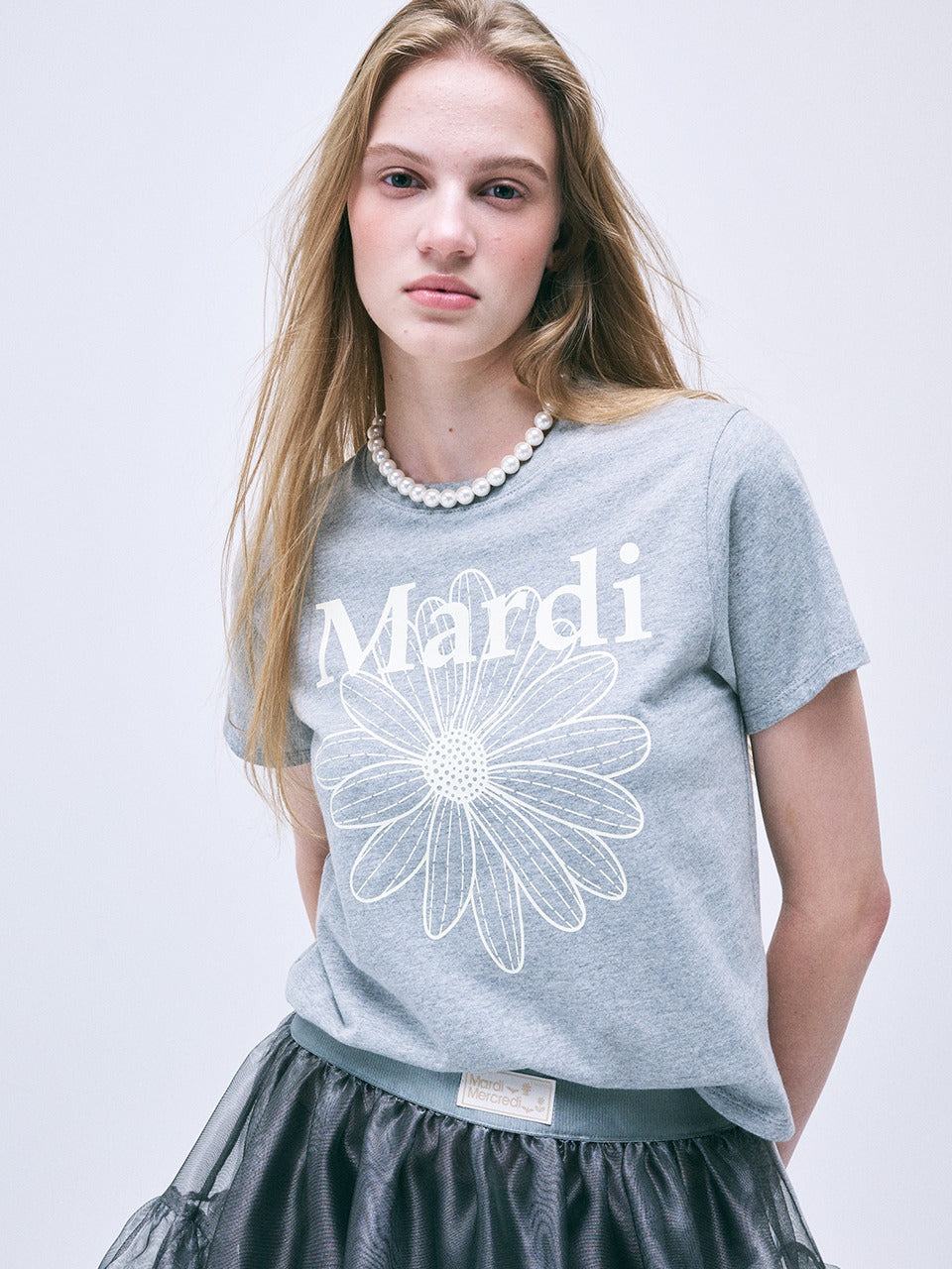 SLIM TSHIRT FLOWERMARDI_GREY IVORY